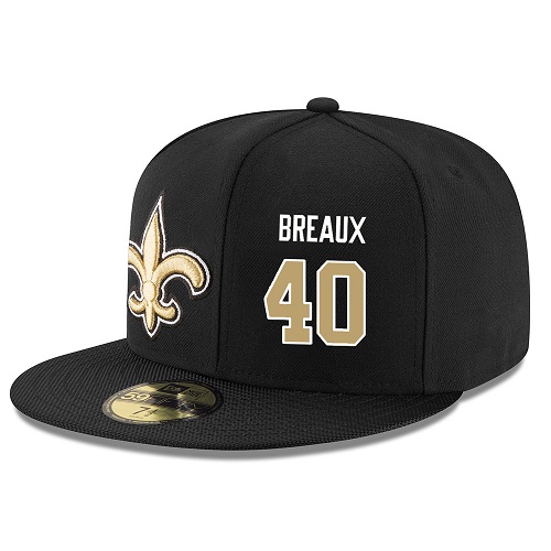 NFL New Orleans Saints #40 Delvin Breaux Stitched Snapback Adjustable Player Hat - Black/Gold